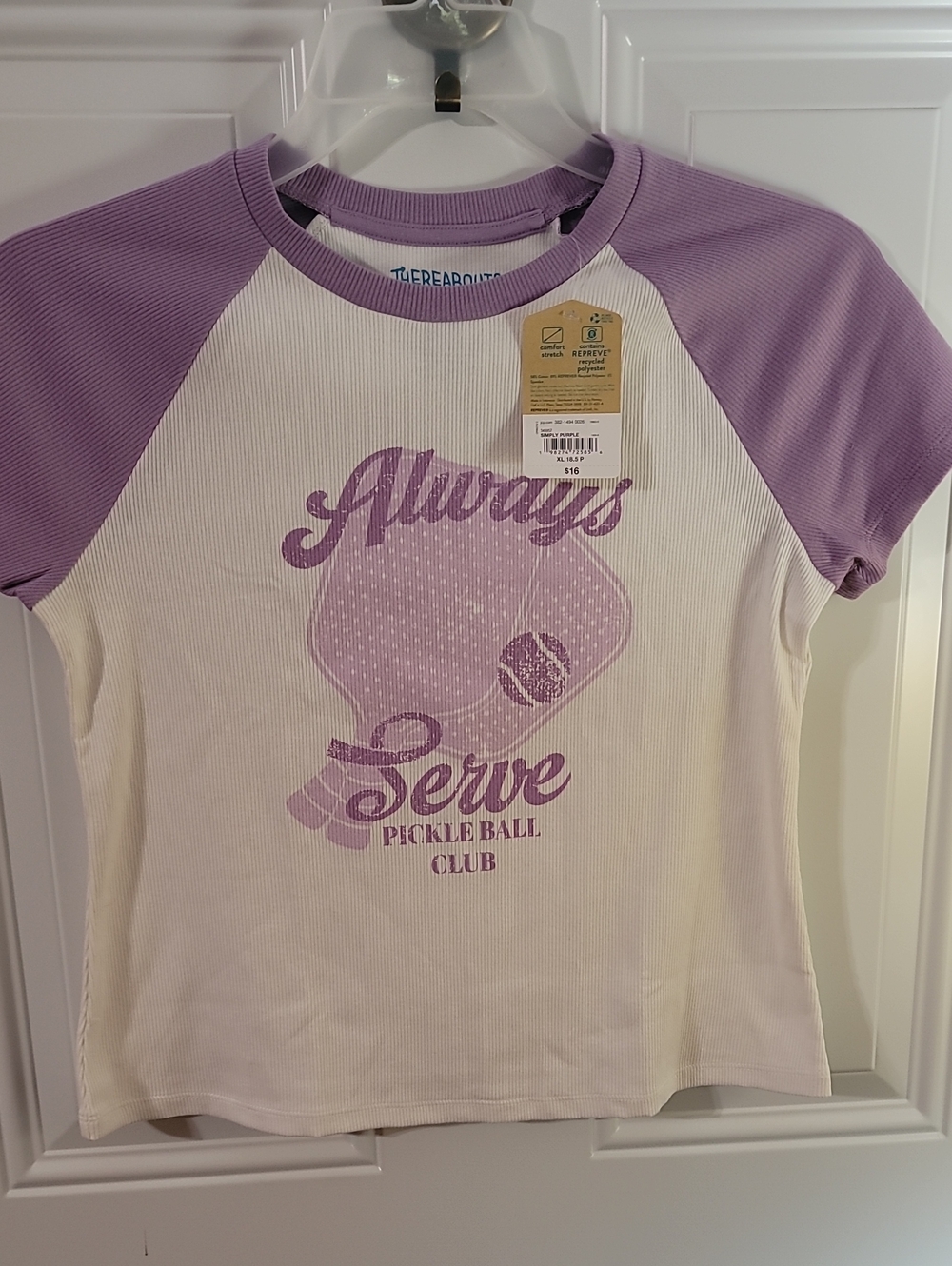 Kids 'Always Serve' Raglan Tee - Lavender/White